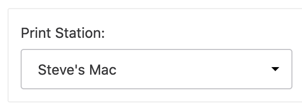 Print Station option with "Steve's Mac" selected